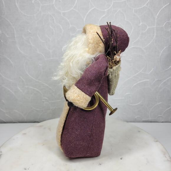 Handmade Primitive Santa Door Stop Weighted 10” Wool Coat Burlap Sack Vintage - Picture 4 of 12